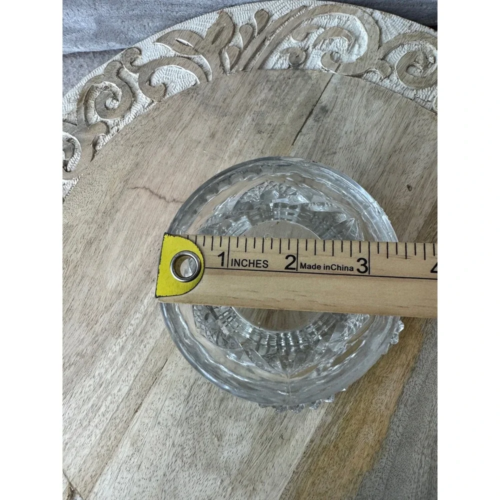 Vintage Clear Pressed Glass Starburst Pedestal Bowl Sawtooth Rim 5.5 Inch
